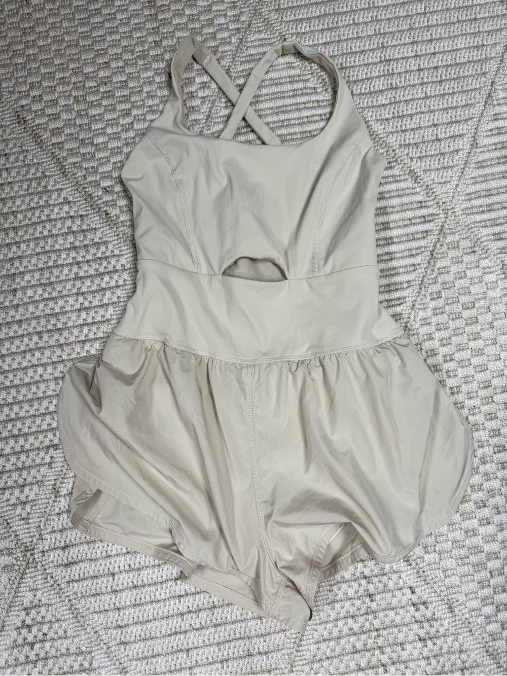 FP Movement by Free People Cream Athletic Shorts Romper Cutout righteous runsie